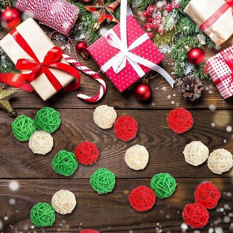 30-Pack Christmas Rattan Decorative Balls