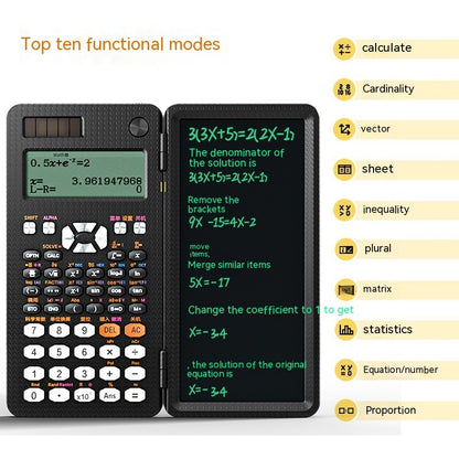 Calculadora científica plegable 2 en 1, tableta de escritura a mano, calculadora con función de aprendizaje, calculadora científica de escritorio plegable.