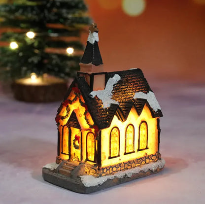 Christmas Resin House LED Light Decoration