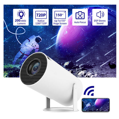 Proyector portátil pequeño y recto para uso doméstico, ángulo de proyección de 180 grados, enfoque automático, proyector de vídeo doméstico.