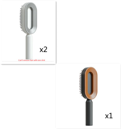 Cepillo autolimpiante para el cabello para mujeres, con una sola tecla, para la pérdida del cabello, masajeador de bolsas de aire, peine para el cuero cabelludo, cepillo antiestático.