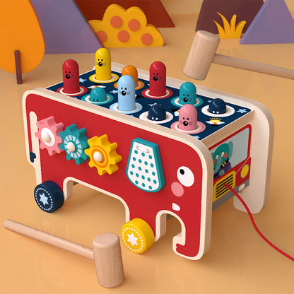 Banco de madera Montessori para niños pequeños, juguete de autobús con animales, juego educativo temprano, regalo para niños, instrumento musical de juguete