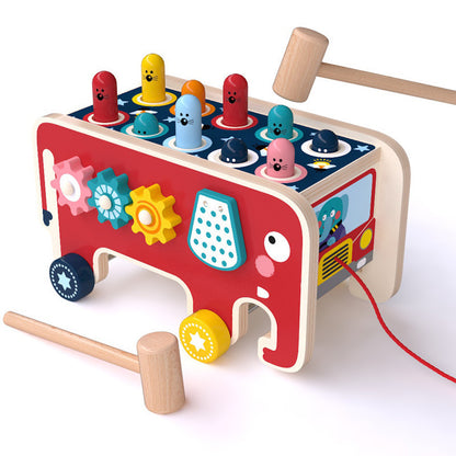 Banco de madera Montessori para niños pequeños, juguete de autobús con animales, juego educativo temprano, regalo para niños, instrumento musical de juguete