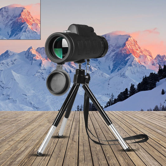 Compatible con Apple, telescopio monocular con zoom y brújula, clip para teléfono y trípode.
