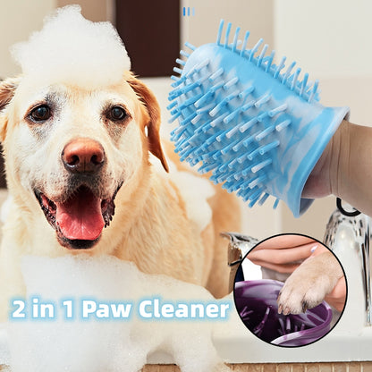 2-in-1 Dog Paw Cleaning Cup & Brush (Blue/Purple/Navy Blue/Pink)