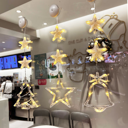 3 luces LED navideñas con forma de estrella para colgar en el árbol de Navidad, adornos para ventanas, decoración para el hogar, Navidad, Año Nuevo