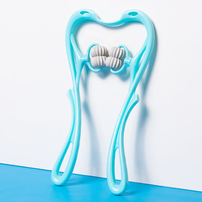 Masajeador de cuello manual  de seis ruedas con rodillos de masaje para aliviar el dolor.
