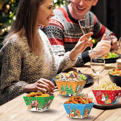 12-Pack Christmas Paper Food Trays
