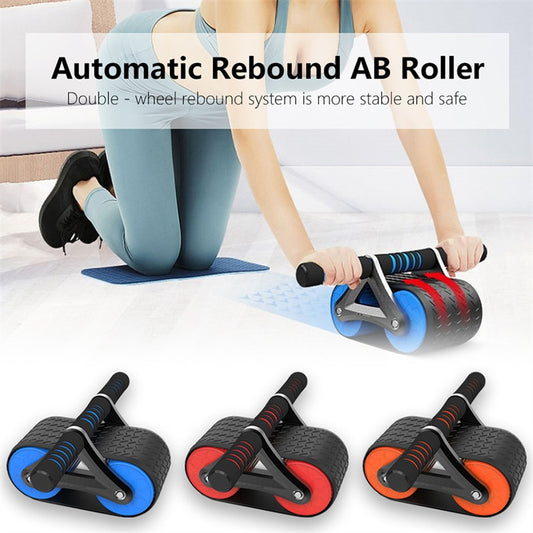 Ejercitador abdominal de doble rueda, con rebote automático, rodillo para abdominales, gimnasio, deportes