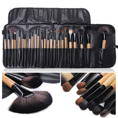Bolsa de regalo con 24 juegos de brochas de maquillaje profesionales, brochas para cejas, polvos, base, sombras, pinceles y herramientas de maquillaje.