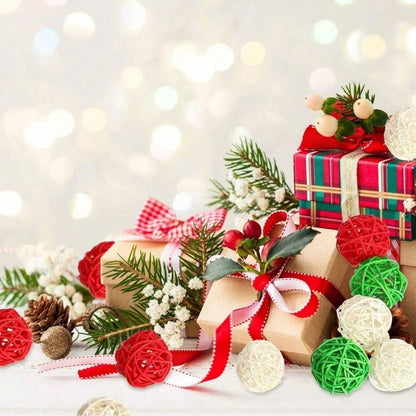 30-Pack Christmas Rattan Decorative Balls
