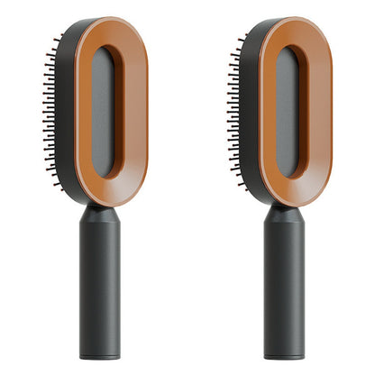 Cepillo autolimpiante para el cabello para mujeres, con una sola tecla, para la pérdida del cabello, masajeador de bolsas de aire, peine para el cuero cabelludo, cepillo antiestático.