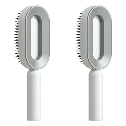 Cepillo autolimpiante para el cabello para mujeres, con una sola tecla, para la pérdida del cabello, masajeador de bolsas de aire, peine para el cuero cabelludo, cepillo antiestático.