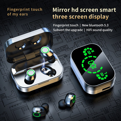 Auriculares inalámbricos Bluetooth YD03 TWS con pantalla grande y pantalla digital inteligente, intrauditivos con luz de respiración.