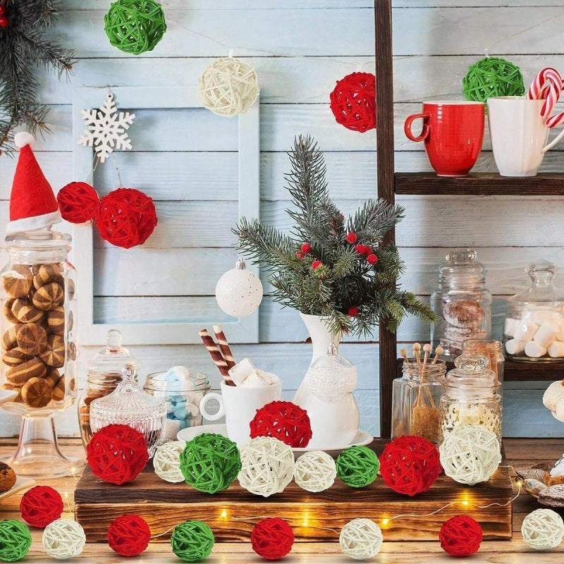 30-Pack Christmas Rattan Decorative Balls