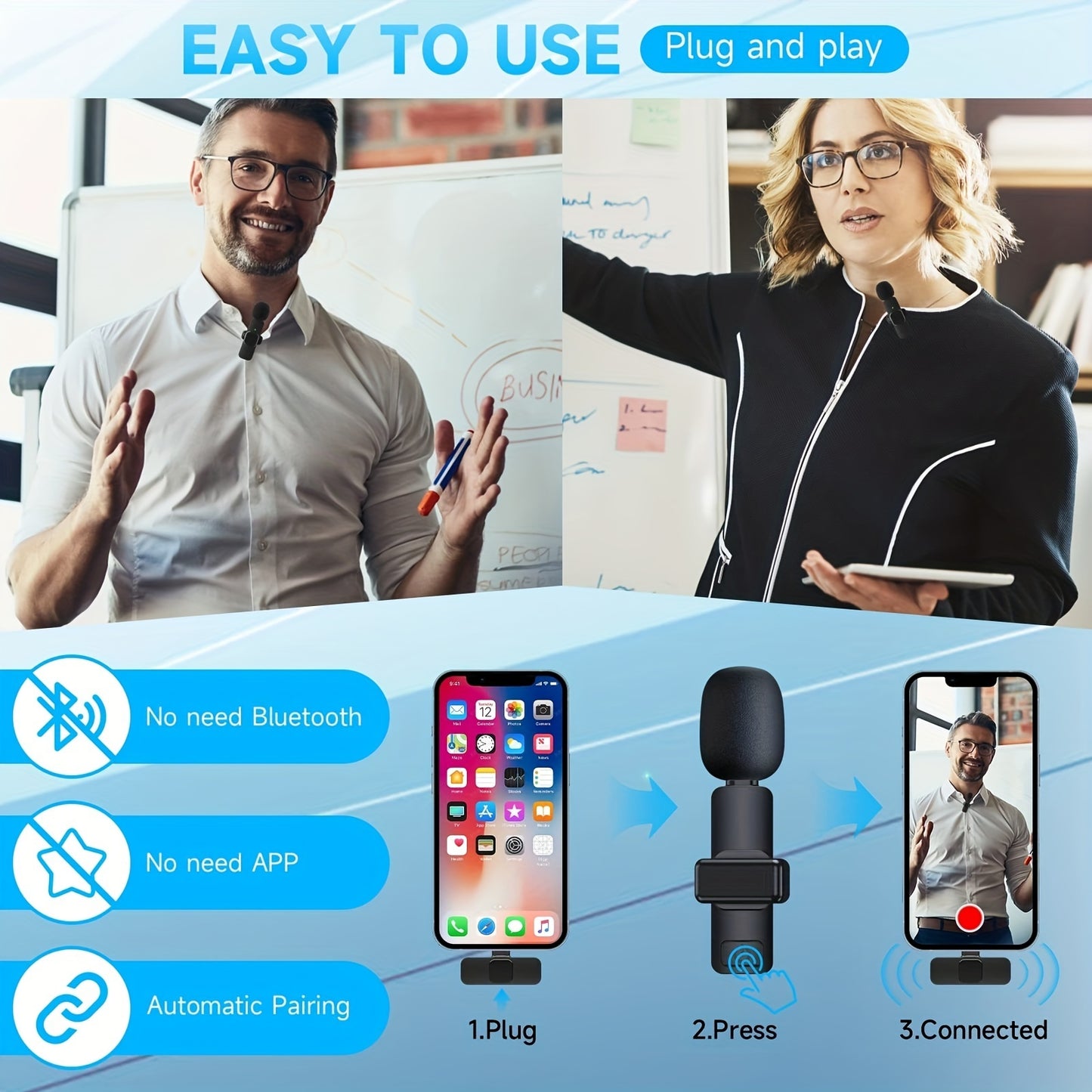 Wireless Lavalier Microphone for iPhone