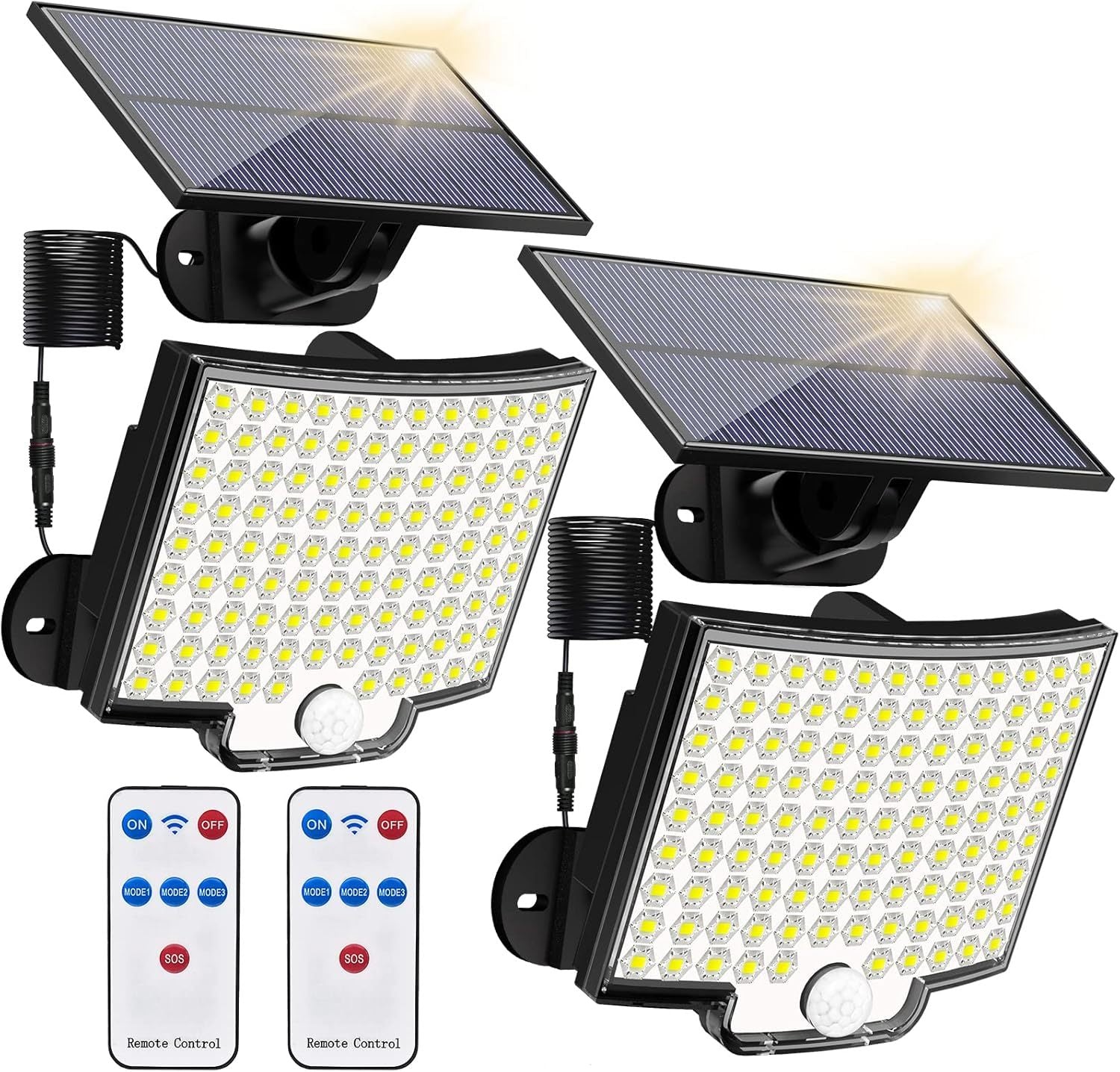 2PCS Solar Lights Outdooor  4 Modes 106LED Solar Security Lights  Waterproof Solar Motion Light null