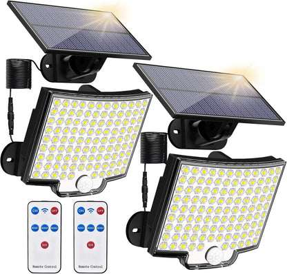 2PCS Solar Lights Outdooor  4 Modes 106LED Solar Security Lights  Waterproof Solar Motion Light null
