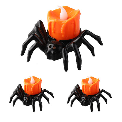 Adornos creativos de candelabros con forma de araña para Halloween con ambiente festivo