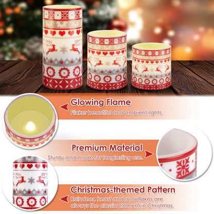 3-Pack Christmas Flameless LED Candles (Remote & Timer)