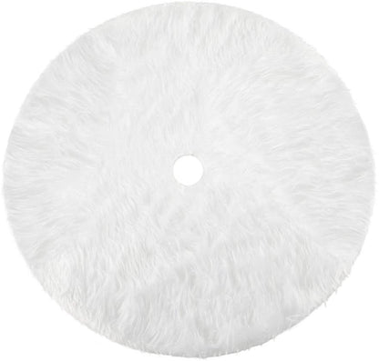 Falda de árbol de Navidad blanca de piel sintética de felpa, alfombra para árbol de Navidad, adornos para árbol de Navidad, decoración para Año Nuevo, Navidad, decoración del hogar