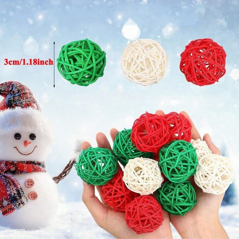 30-Pack Christmas Rattan Decorative Balls