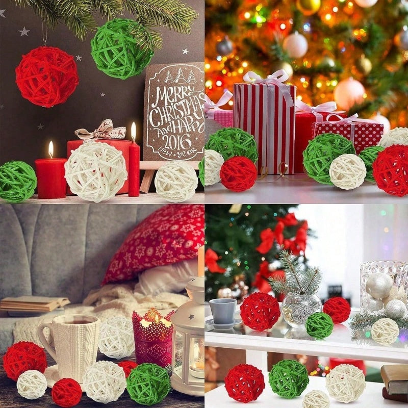 30-Pack Christmas Rattan Decorative Balls