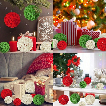30-Pack Christmas Rattan Decorative Balls