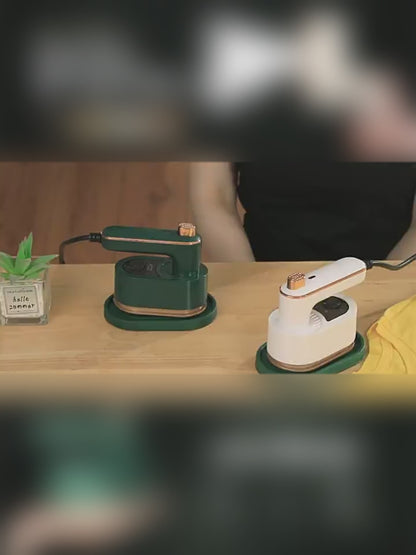 Folding Handheld Garment Steamer – Portable Clothes Steamer (Green/Beige)