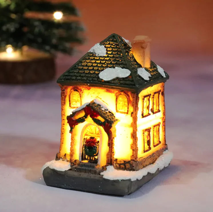 Christmas Resin House LED Light Decoration